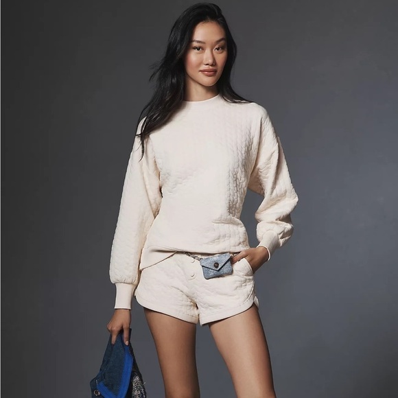 NWT Anthropologie Grey State Long-Sleeve Quilted Teddy Pullover Sz L - Picture 3 of 14